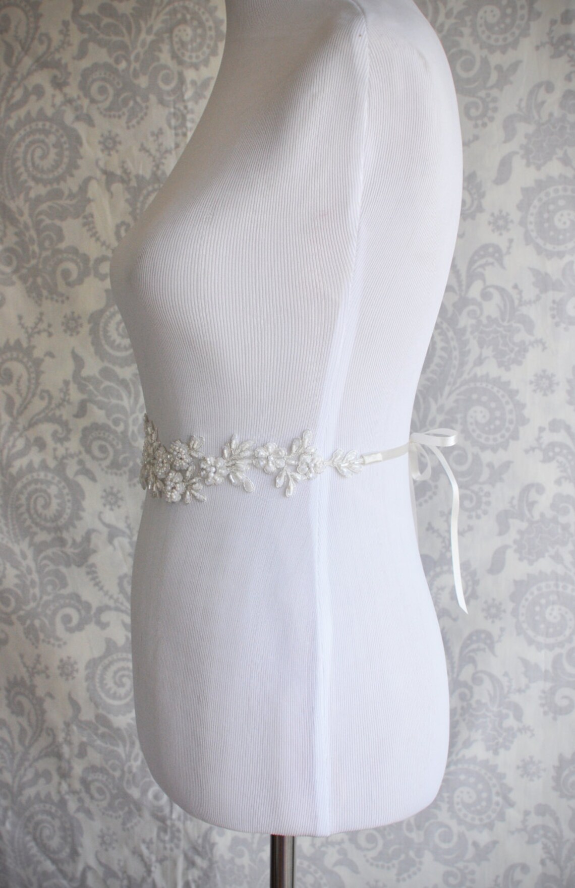 Lace Bridal Sash Floral Lace Wedding Sash Ivory Sash White Etsy