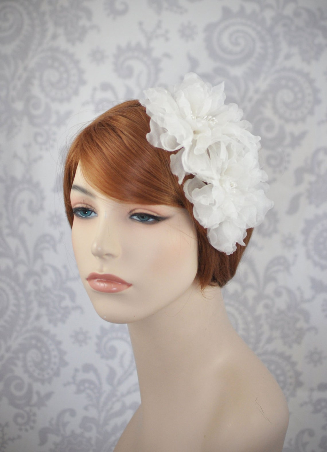 Silk Organza Bridal Hair Flowers on Silver Pins//handmade Silk Etsy