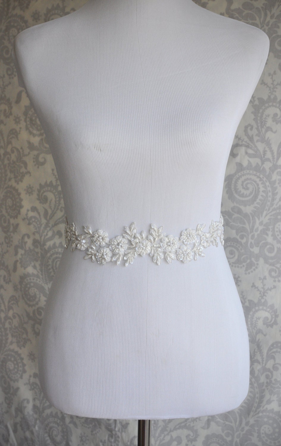 Lace Bridal Sash Floral Lace Wedding Sash Ivory Sash White Etsy