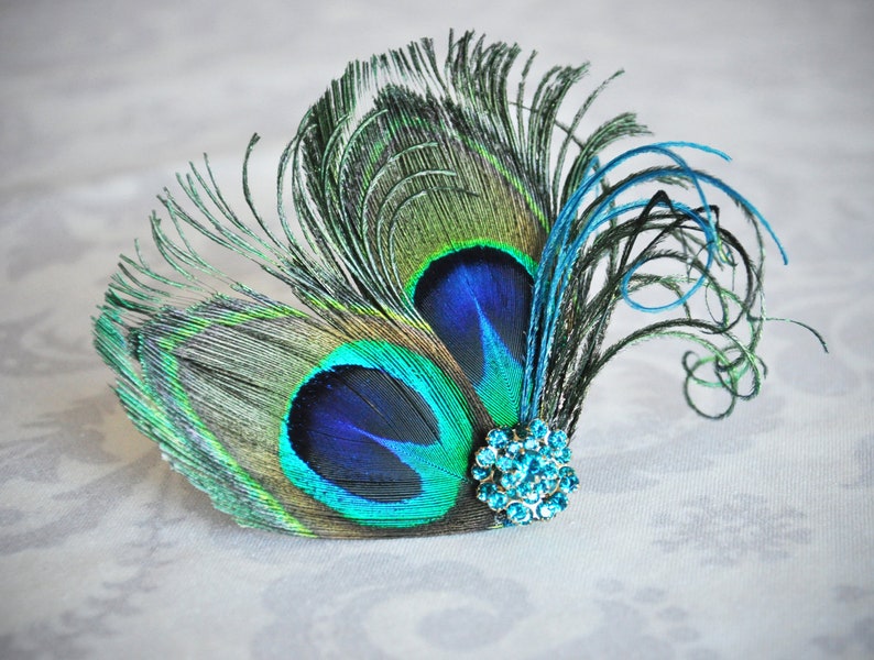 Peacock Feather Hair Accessories Turquoise Bridal Hair Clip Etsy