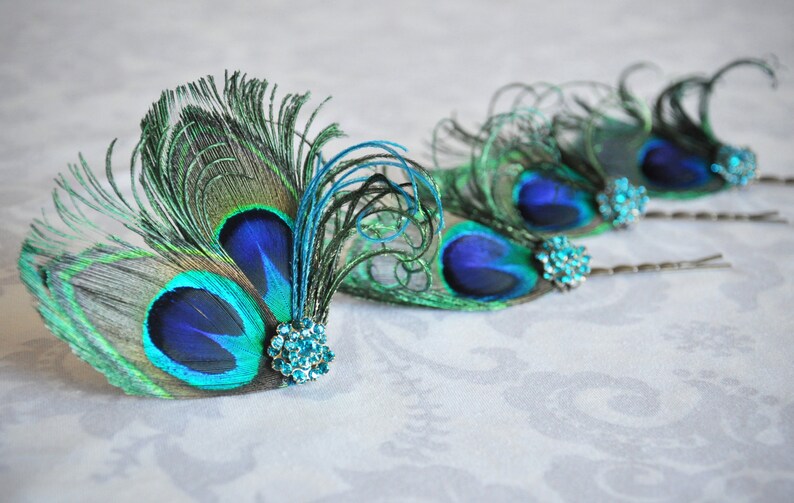 Peacock Feather Hair Accessories Turquoise Bridal Hair Clip Etsy