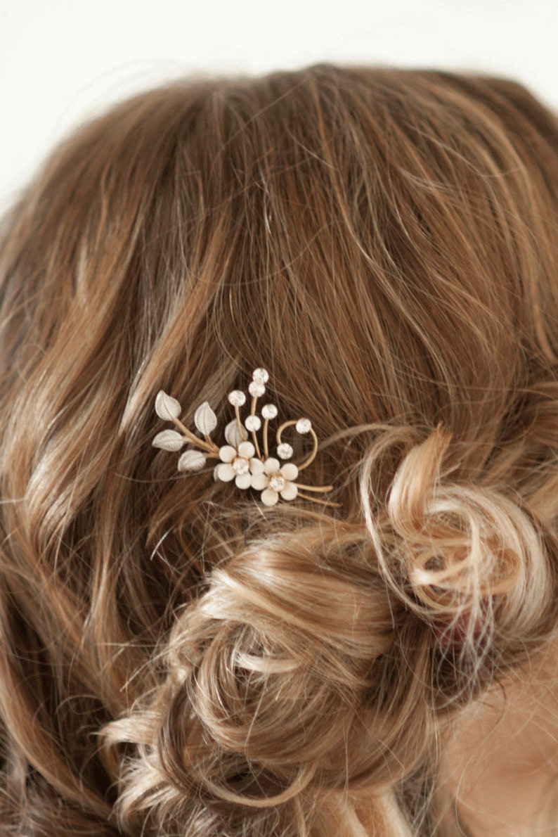 Flower Bridal Hair Pins Wedding Hair Pins Enamel Flowers Etsy