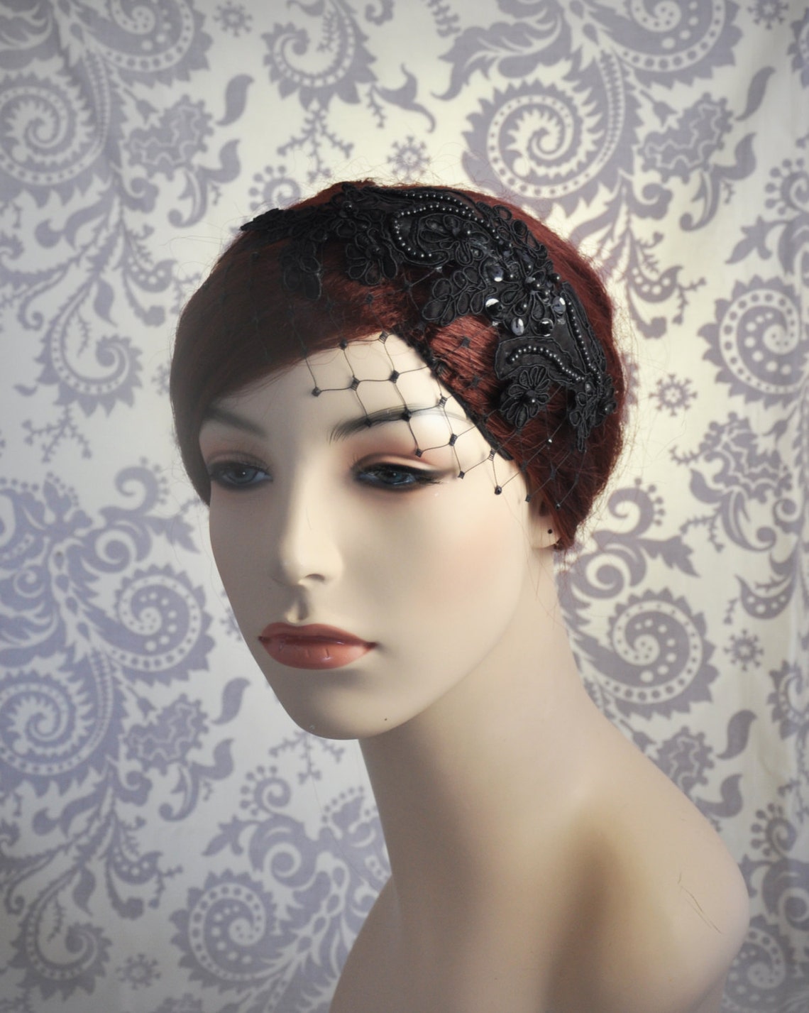 Black Lace Headband Black Bridal Hair Accessories Black Hair Etsy