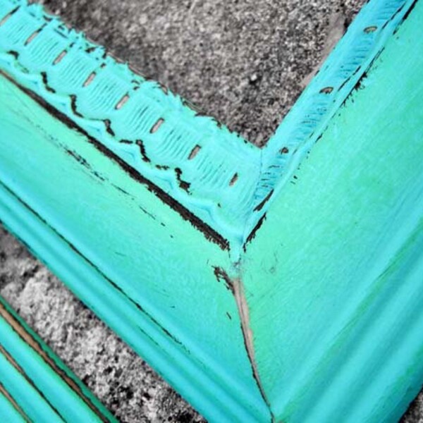 LARGE FRAMES - Set of Two Antique Vintage Aqua Mint Painted Frame Verdigris Modern Shabby