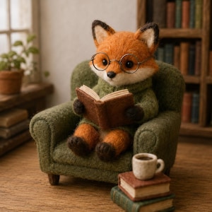 Handgefertigte Fuchsfigur aus Filz, 8 cm, Woll-Waldtier-Dekoration, niedlicher Herbstwald-Reisefuchs, Cottagecore-Schreibtischornament, Geschenk