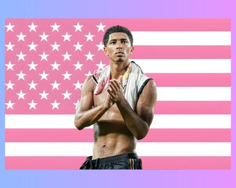 Jude Bellingham Pink Flag Tapestry | Football Star Fan Decor | Soccer Wall Art | Aesthetic Dorm Room Decor
