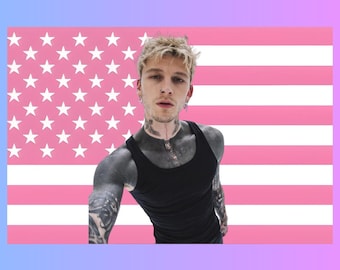 MGK Pink Flag Tapestry | Machine Gun Kelly Fan Decor | Rock & Rap Wall Art | Aesthetic Dorm Room Decor