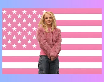 Britney Spears Pink American Flag Tapestry – Pop Star Wall Art | Aesthetic Pink Flag | Music Fan Decor | Celebrity Room Gift