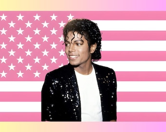 Michael Jackson Pink American Flag Tapestry – Pop Legend Wall Art | Music Fan Decor | Aesthetic Pink Flag | Celebrity Room Gift