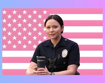 Lucy Chen Pink Flag Tapestry | The Rookie Fan Decor | Chenford TV Wall Art | Aesthetic Dorm Room Decor