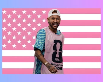 Neymar Jr Pink Flag Tapestry | Brazil Football Star Fan Decor | Soccer Wall Art | Aesthetic Dorm Room Decor