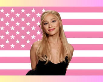 Ariana Grande Pink American Flag Tapestry – Pop Star Wall Art | Music Fan Decor | Aesthetic Pink Flag | Celebrity Room Gift