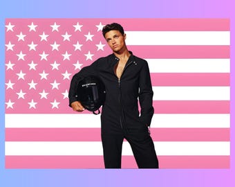 Lando Norris Pink American Flag Tapestry – Formula Racing Wall Art | Motorsport Fan Room Decor | Racing Driver Flag Banner