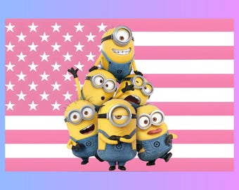 Minions Pink Flag Tapestry | Despicable Me Fan Decor | Cute Movie Wall Art | Aesthetic Dorm Room Decor