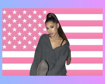 Ariana Grande Pink American Flag Tapestry – Pop Star Wall Art | Music Fan Decor | Aesthetic Pink Flag | Celebrity Room Gift