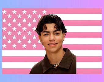 Malachi Barton Flag, Teen Actor Wall Tapestry, Pink American Flag Room Decor, Disney Zombies Fan Decor, TV & Movie Wall Art