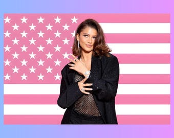 Zendaya Pink Flag Tapestry | Hollywood Star Fan Decor | Movie & TV Wall Art | Aesthetic Dorm Room Decor
