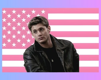 Dean Winchester Pink US Flag – Supernatural Wall Flag, TV Show Room Decor Banner