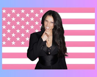 Inde Navarrette Pink Flag Tapestry | Hollywood Actress Fan Decor | TV & Movie Wall Art | Aesthetic Dorm Room Decor