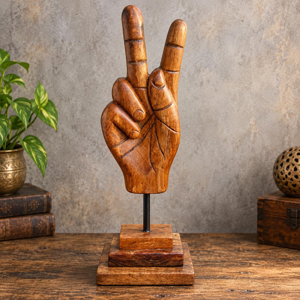 Vintage Wood Peace Hand - Etsy