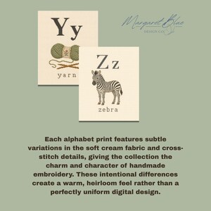 Cross Stitch Alphabet Posters, Neutral Classroom Decor, Printable ABC Art, Vintage Cozy Classroom, Kindergarten Preschool Alphabet image 8