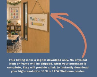 Welcome Cross Stitch Sign, Neutral Classroom Decor, Printable Welcome Poster, Vintage Cozy Classroom, Kindergarten Preschool Welcome
