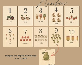 1-10 Numbers, Classroom Number Posters, Cross-Stitch Classroom, Cozy Classroom, Teacher Poster