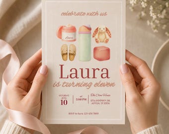 Tween Girl Birthday Invitation, Editable 5x7 & Phone Invite, Pink Coquette Invitation, Teen Girl Party Invite, Trending Girl Invite, Canva
