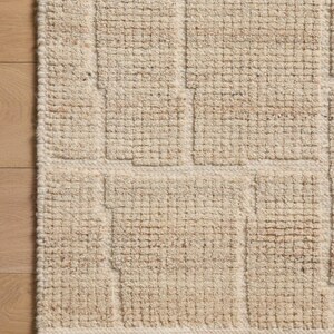 Beige marockansk ullmatta - Handvävd snidad geometrisk rutmönstermatta - Modern minimalistisk sandbrun matta för vardagsrum