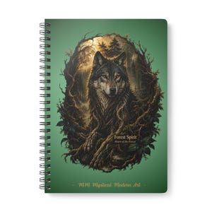 Notizbuch „Waldgeistwolf“, Herz des Waldes, Mystisches Wolfsjournal, Waldtagebuch, Geschenk für Naturliebhaber, Fantasy-Wolfsnotizbuch