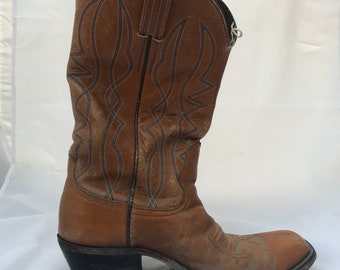 80er Jahre Dan Post Herren 9 Leder Cowboy Stiefel Ranch westlichen Arbeit Boot dunkel braun schwarz Rock'n'Roll Vintage Kleidung Spitz Zehen Schuhe 80er Jahre Dan Post Herren 9 Leder Cowboy Stiefel Ranch westlichen Arbeit Boot dunkel braun schwarz Rock'n'Roll Vintage Kleidung Spitz Zehen Schuhe