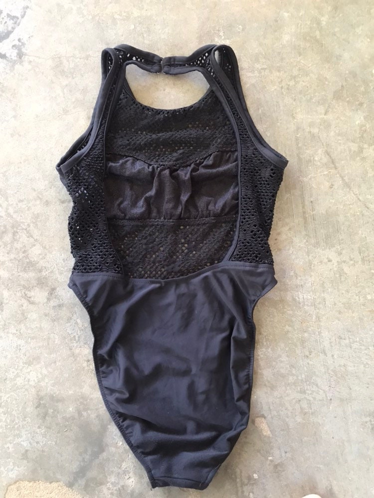 VNT Black Women's Swimsuit80s Transparent Black SwimwearOne-piece Black Swimsuit