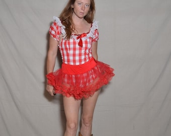 Y2k one size elastic waist red tutu Leg Avenue sexy costume dance ballerina dress up Halloween devil country western dress up mini skirt hip