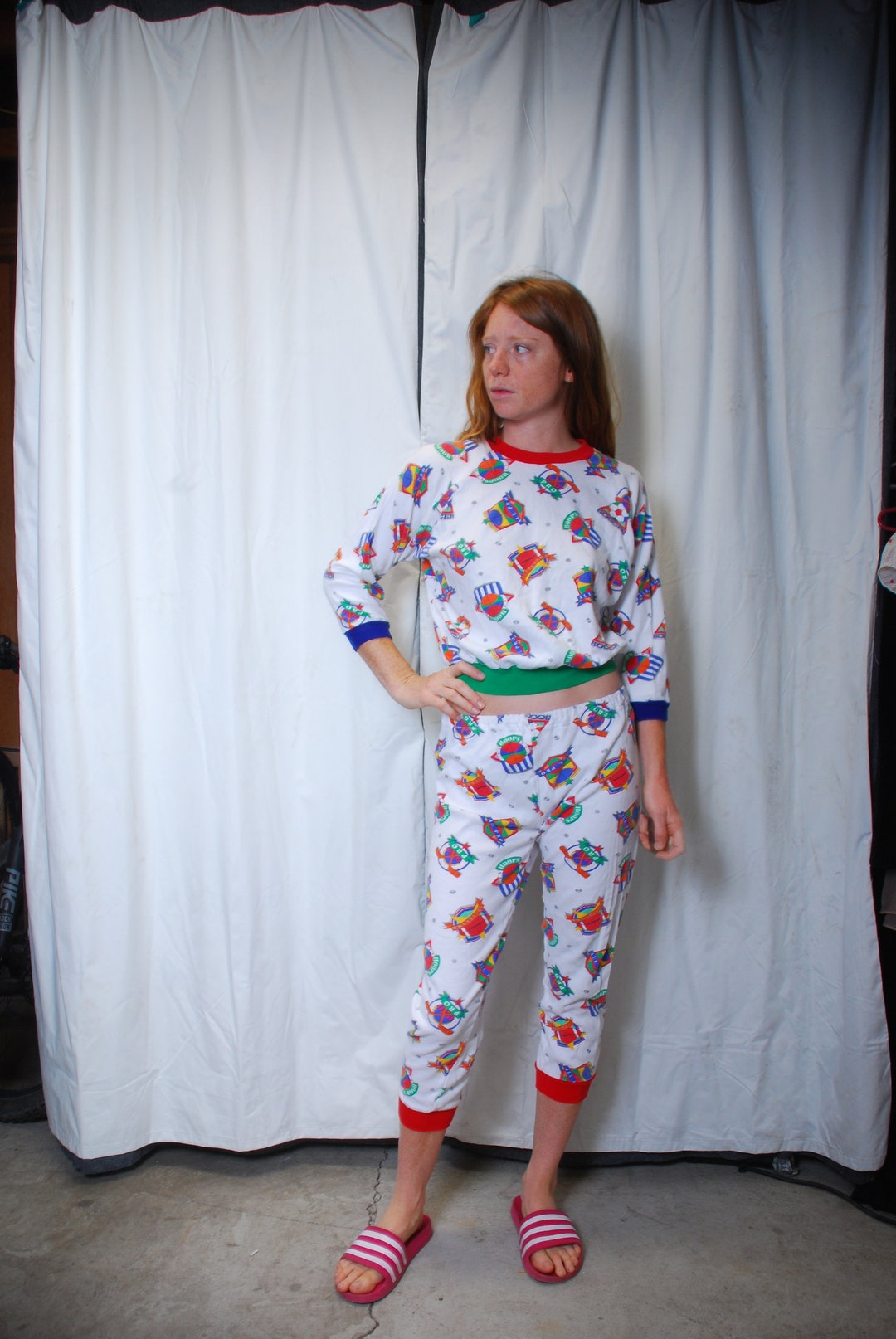超高品質で人気の 90s Kids Large Sports Long Sleeve Pj Set Pants Crew Neck Clothing