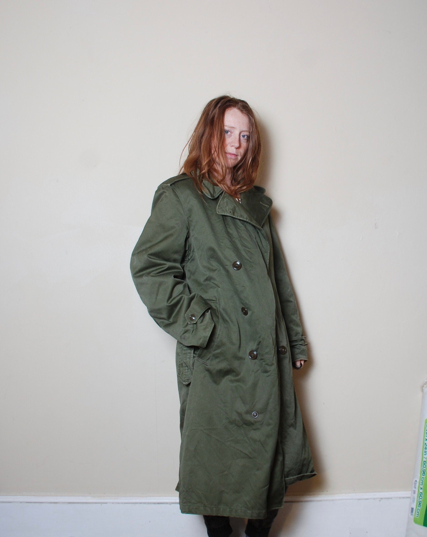 50s Small Mens Heavy Weight Korean War Army Trench Coat M1950