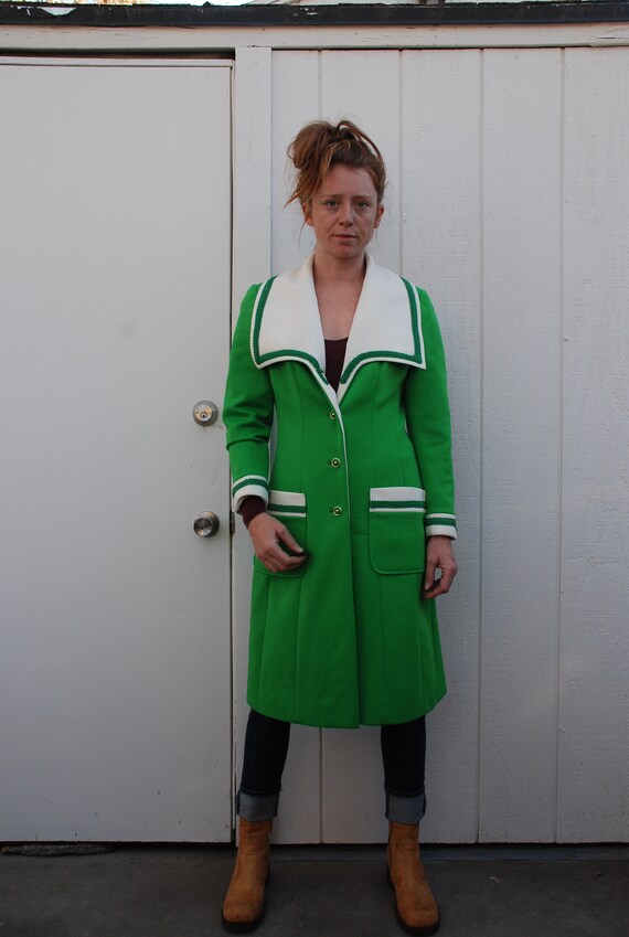 RESERVED 60s small Lilli Ann Knits Mod green jacke