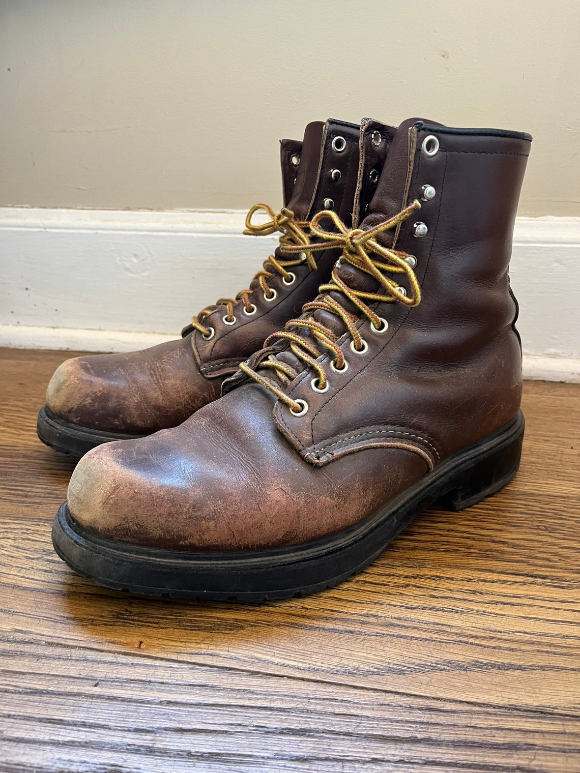 Vintage Redwing Leather Lace up Boots Mens 10 Brown Shit - Etsy