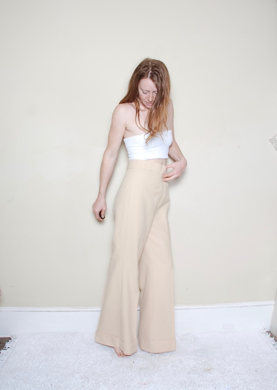 RESERVED 70s  khaki wide leg high waisted slacks … - image 2