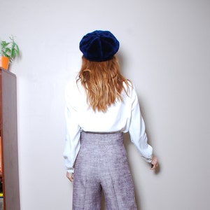 Vintage blue faux fur beret 22 in. winter holiday cute trending Paris fuzzy cap hat womens retro outfit boho hippie hippy holiday fun fake image 4