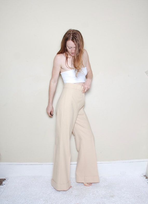 RESERVED 70s  khaki wide leg high waisted slacks … - image 3