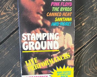 Stamping Ground VHS A Woodstock Rock u Mentary movie Holland rock fest Pink Floyd Santana Byrds Canned Heat Goodtimes 80s Color Music boho