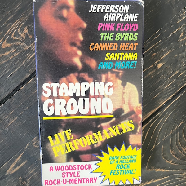 Stamping Ground VHS A Woodstock Rock u Mentary movie Holland rock fest Pink Floyd Santana Byrds Canned Heat Goodtimes 80s Color Music boho