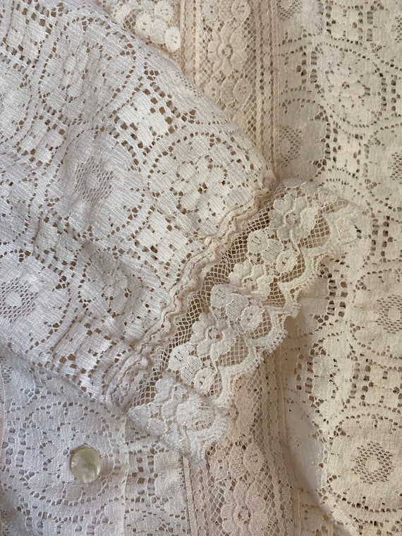 70s medium Tumbelweeds ivory off white lace ruffl… - image 9