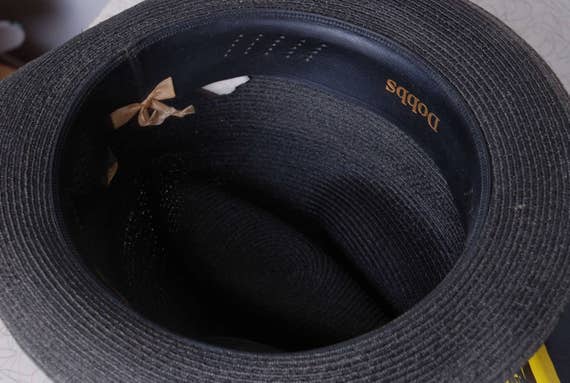 60s mans fedora Dobbs 7 1/4 long oval black day h… - image 3