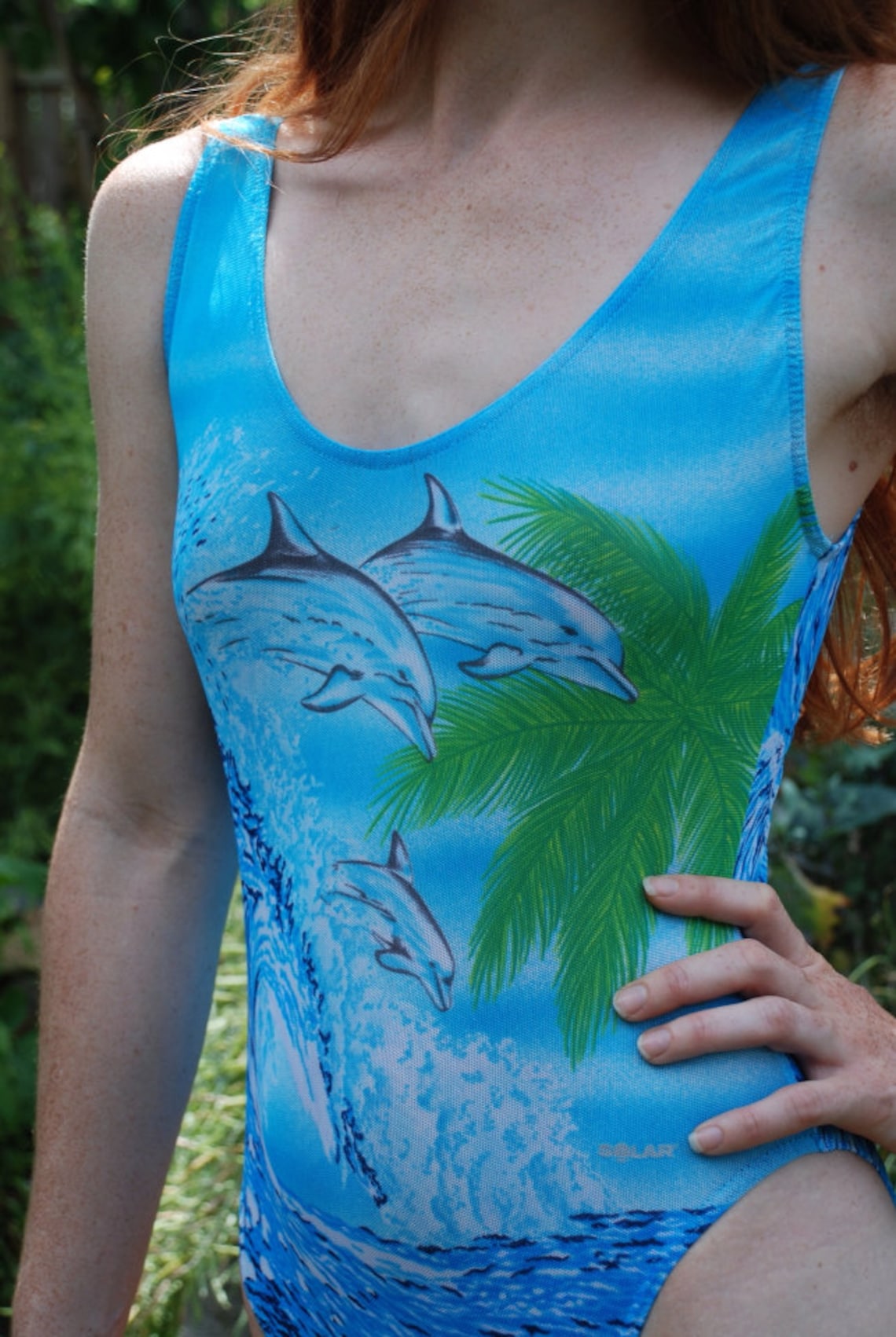 Vtg Blue Dolphin Mesh Solar Tanning Swim Suit Small One Piece Etsy