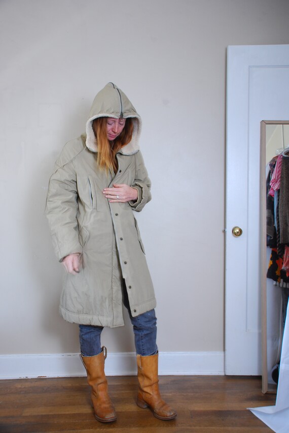 Vintage winter parka coat hooded designer military