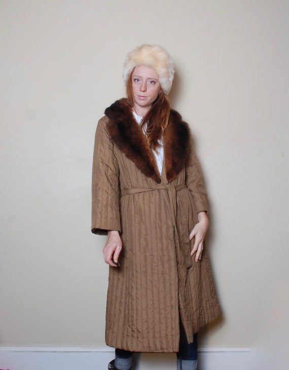 70s Medium Brown Fur Collar Long Duster Coat Womens Vintage Clothing Quilted Disco Glam Domino New York Bohemian 1970s Winter Jacket Ladies Etsy Canada