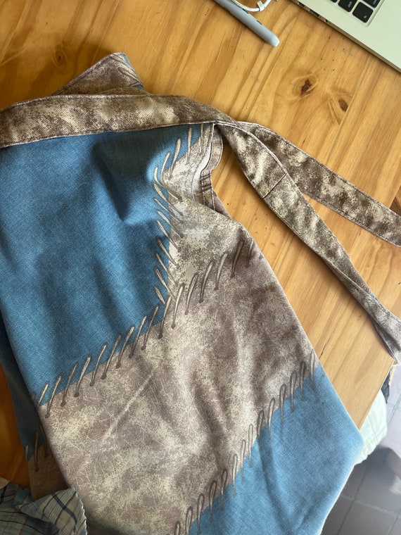 70's/80's Farm Scene Appliqués Brown Denim Wrap Skirt by Pretty Penny main image 0