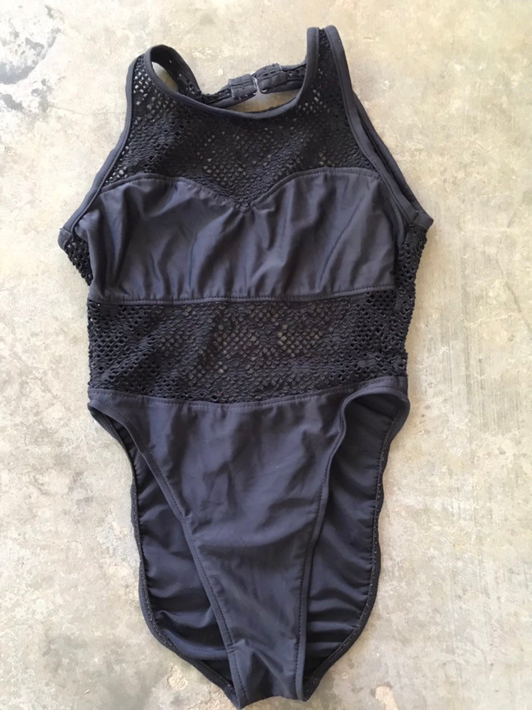 80s M Blk Crochet One Piece Swimsuit Jantzen Electric Beach Etsy
