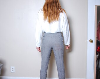 Vintage 26 In. High Waisted Houndstooth Wool Slacks Womens